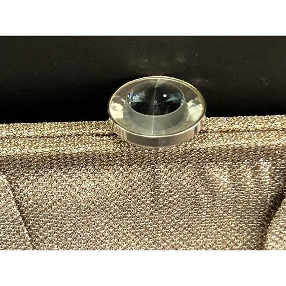 Jessica McClintock Glitter & Shine Evening Clutch Handbag Gold Satin Lining - Picture 8 of 12